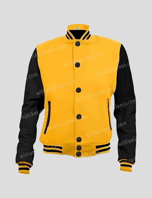 Yellow and Black Varsity Letterman Jacket - William Jacket